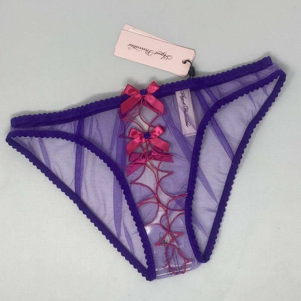 Agent Provocateur Lorna Purple Pink Ouvert Brief AP2 Small NWT